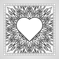 Hand drawn heart with mandala. decoration in ethnic oriental  doodle ornament. vector