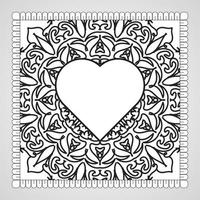 Hand drawn heart with mandala. decoration in ethnic oriental  doodle ornament. vector