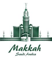 City of Makkah Saudi Arabia Famous Buildings. Editable Vector Illustration