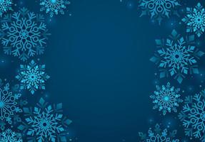 Winter snowflakes vector background. Winter snow background in blue color and blank space for greeting text. Vector illustration.