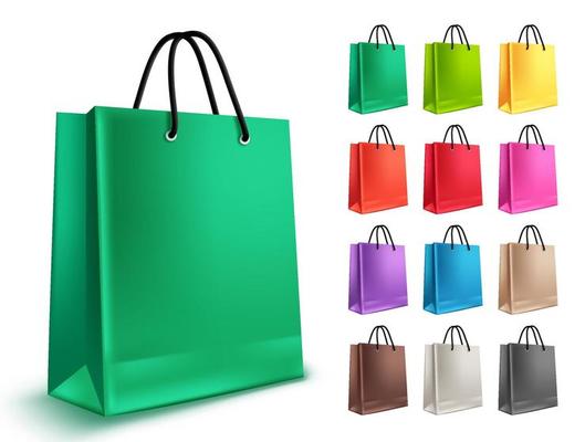 Set Of Colorful Paper Shopping Bags. Isolated On A Transparent Background.  Template Vector Royalty Free SVG, Cliparts, Vectors, and Stock  Illustration. Image 124979473.