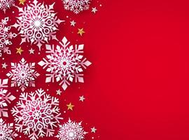 Winter snow for christmas vector background. Christmas snowflakes in red background and empty space for text. Vector illustration.