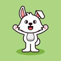 ilustración de mascota de pose de bienvenida de conejo vector
