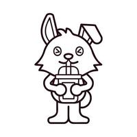 Rabbit Drink Bubble Tea Coloring Pages vector