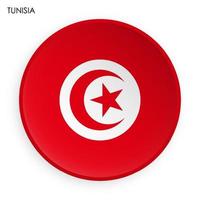 TUNISIA flag icon in modern neomorphism style. Button for mobile application or web. Vector on white background