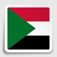 republic of Sudan flag icon on paper square sticker with shadow. Button for mobile application or web. Vector