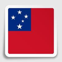 icono de la bandera de Samoa en la etiqueta engomada cuadrada de papel con sombra. botón para aplicación móvil o web. vector