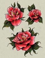 pack of old school roses vector