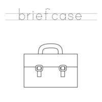 Trace the letters and color briefcase. Handwriting practice for kids. vector