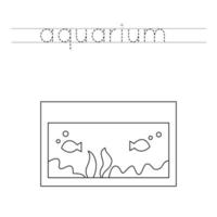 Trace the letters and color aquarium. Handwriting practice for kids.