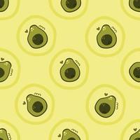Seamless pattern of avocado half in round. Modern print design. vector