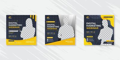 Digital marketing live webinar and corporate social media post template vector