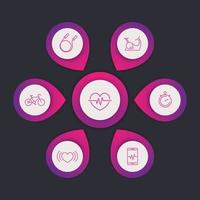 Aspects of cardio training line icons, infographic template vector