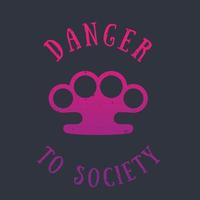 t-shirt print with brass knuckles, danger to society, vector illustration