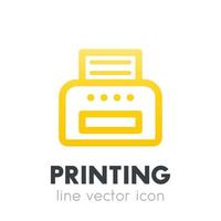 icono de impresora en blanco, estilo de línea vector