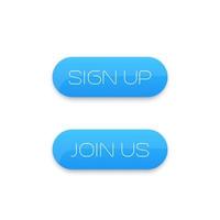 sign up, join us buttons for websites, blue vector