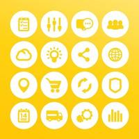 conjunto de iconos web, internet, comercio electrónico, compras, negocios, análisis vector