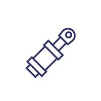 Hydraulic cylinder icon on white, outline vector