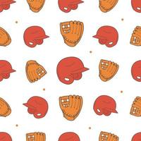 Baseball Seamless Pattern. Pitcher Helmet and Gloves Pattern vector