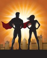 silueta de superhéroe de hombre y mujer vector