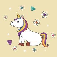 unicornio sentado con flores vector