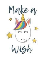 Make a Wish with Cute unicorn face vector