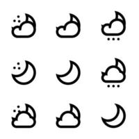 conjunto de iconos de luna simple. perfecto para aplicaciones web y dispositivos móviles. vector