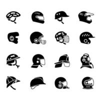 Set icons of helmets vector