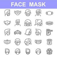 Covid-19 protection equipments line icon set. Included icons as face mask and face shield vector