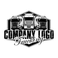 Trucking company logo, semi truck logo, 18 wheeler ready made logo template set vector isolated