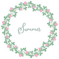 Summer wreath or frame with clover flowers and leaves vector
