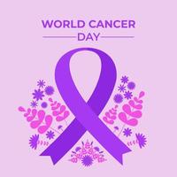 world cancer day purple ribbon illustration design vector