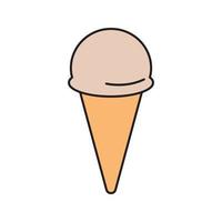 línea de vector de cono de helado para web, presentación, logotipo, símbolo de icono.