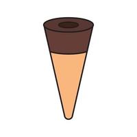 cono de helado de chocolate línea vectorial para web, presentación, logotipo, símbolo de icono. vector