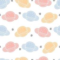 Space background for kids planet seamless pattern design in cartoon style Used for prints, wallpaper, decorations, textiles, vector illustrations.