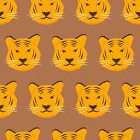 Seamless new year chinese tiger pattern on brown background for printing, fabric, textile vector