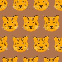 Seamless new year chinese tiger pattern on brown background for printing, fabric, textile vector