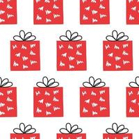 Cozy Christmas winter seamless pattern with new year gift. For printing, fabric, background vector