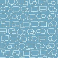 Speech bubble outline icon on blue background seamless pattern background for print, wallpaper, decoration vector illustration