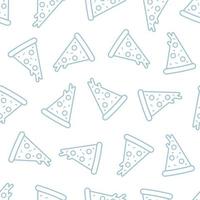 Pizza outline icon on white background food background seamless pattern for print, decoration, wallpaper vector