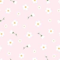 Baby seamless pattern Flower background randomly placed on a pink background Hand drawn design in cartoon style, used for fabrics, textiles, vector illustration.