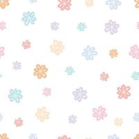 Baby seamless pattern Flower background randomly placed on a white background Hand drawn design in cartoon style, used for fabrics, textiles, gift wrapping, vector illustration.