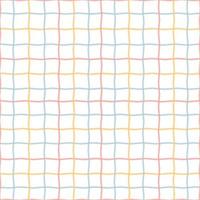 wavy square grid pink, blue and yellow lines vector plaid pattern seamless checkered geometric background