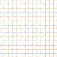 wavy square grid pink, blue and yellow lines vector plaid pattern seamless checkered geometric background