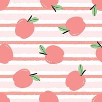 Baby seamless pattern Red apple on pink striped background, cute design, cartoon style, for baby clothes, wallpaper, decoration vector