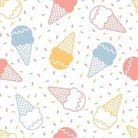 Cono de helado de patrones sin fisuras vector de fondo para impresión, decorativa, textil