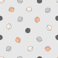 Baby seamless pattern space background with planets on gray background Hand drawn design in cartoon style. Use for fabric, textile, vector illustration.