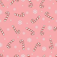 Bastón de caramelo con copos de nieve de patrones sin fisuras de fondo de Navidad para imprimible, ilustración, papel tapiz, decoración vector