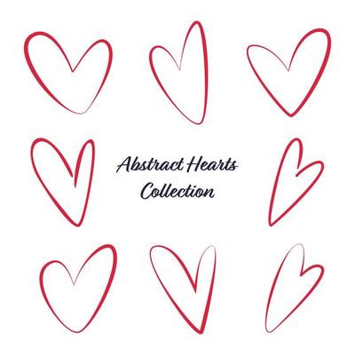 Set of Hand Drawn Hearts. Collection of marker or ink heart line sketches for postcards, stories, Wedding and Valentine day greeting and invitation cards design and decoration