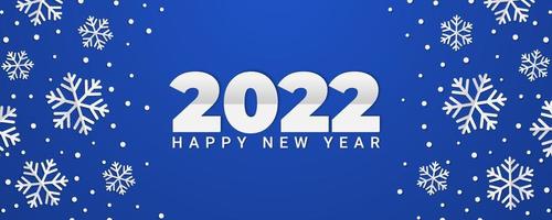 2022 happy new year background with snowflakes. Winter banner illustration on blue background vector